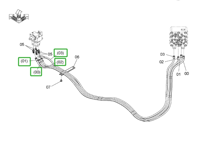 Hitachi ZX160LC-3 installation diagram showing hydraulic hose 4607964 at Pipe No. 2