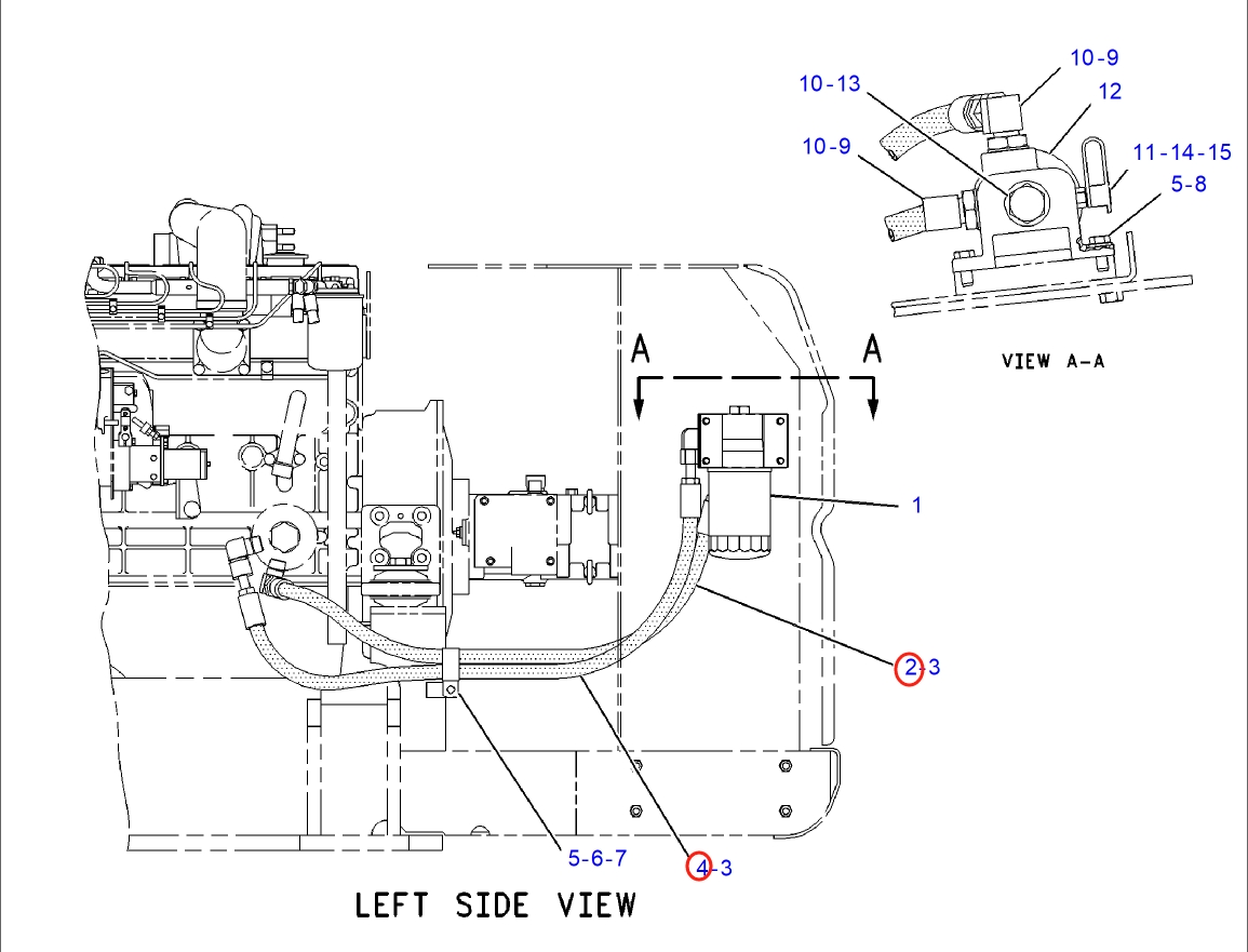 Caterpillar CAT®318B N installation diagram showing hydraulic hose 135-5733 at Pipe No. 4