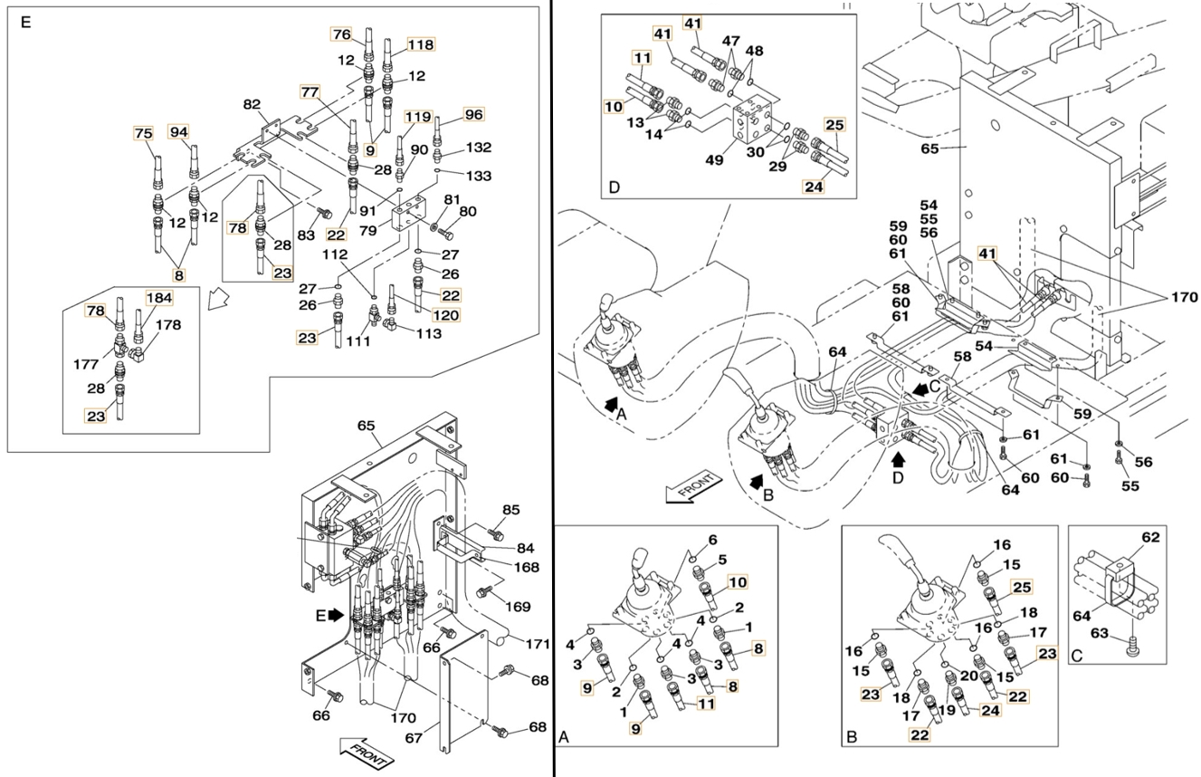 Case CX330 installation diagram showing hydraulic hose 159213A1 at Pipe No. 11