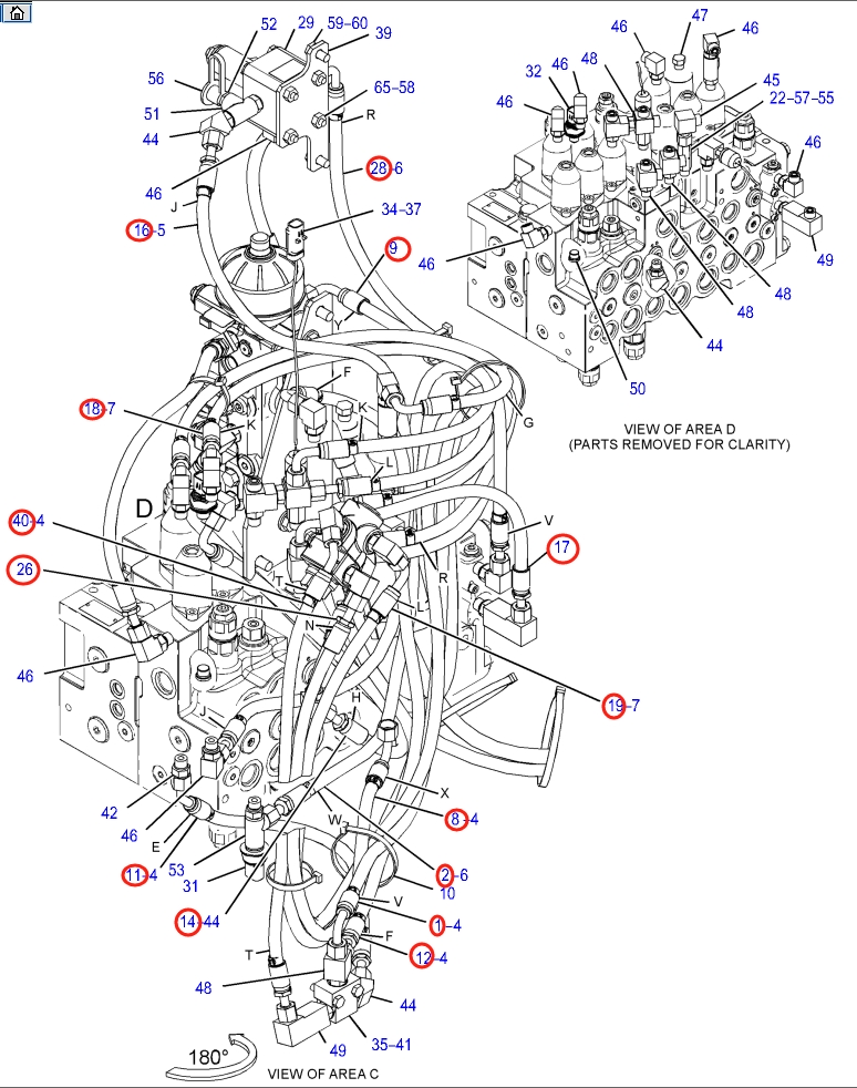 Caterpillar CAT®315F LCR installation diagram showing hydraulic hose 087-5761 at Pipe No. 16