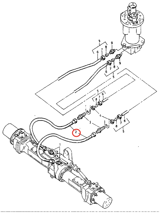 Caterpillar CAT®212 installation diagram showing hydraulic hose 5W-4915 at Pipe No. 2