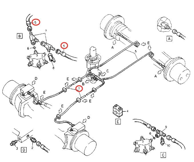 Caterpillar CAT®212B installation diagram showing hydraulic hose 8U-1659 at Pipe No. 5