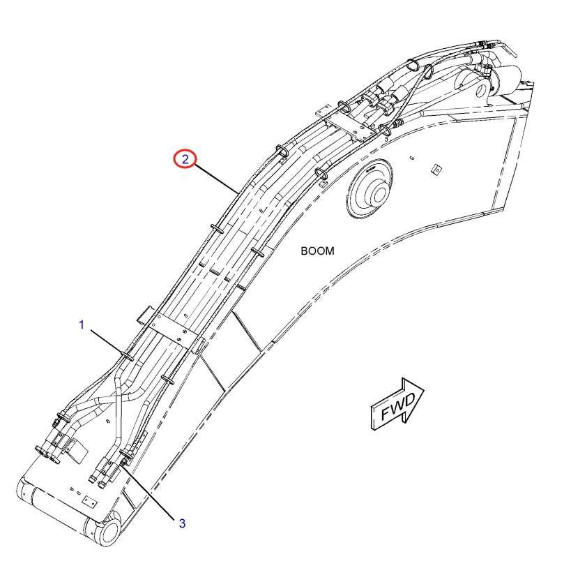 Caterpillar CAT®316F L installation diagram showing hydraulic hose 212-5149 at Pipe No. 2