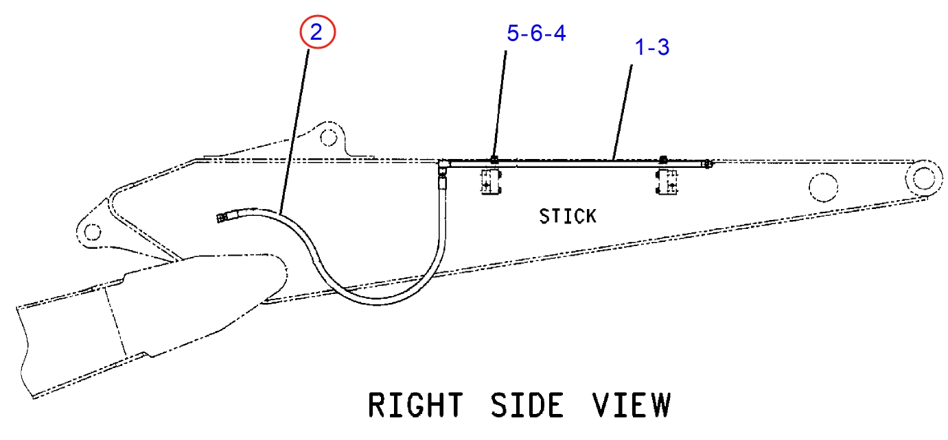 Caterpillar CAT®312C L installation diagram showing hydraulic hose 193-6559 at Pipe No. 2