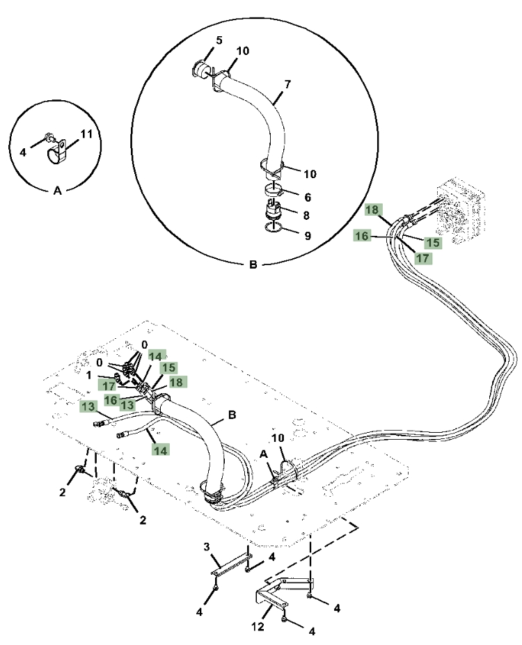Hitachi ZX345USLC-6N installation diagram showing hydraulic hose 4707581 at Pipe No. 13