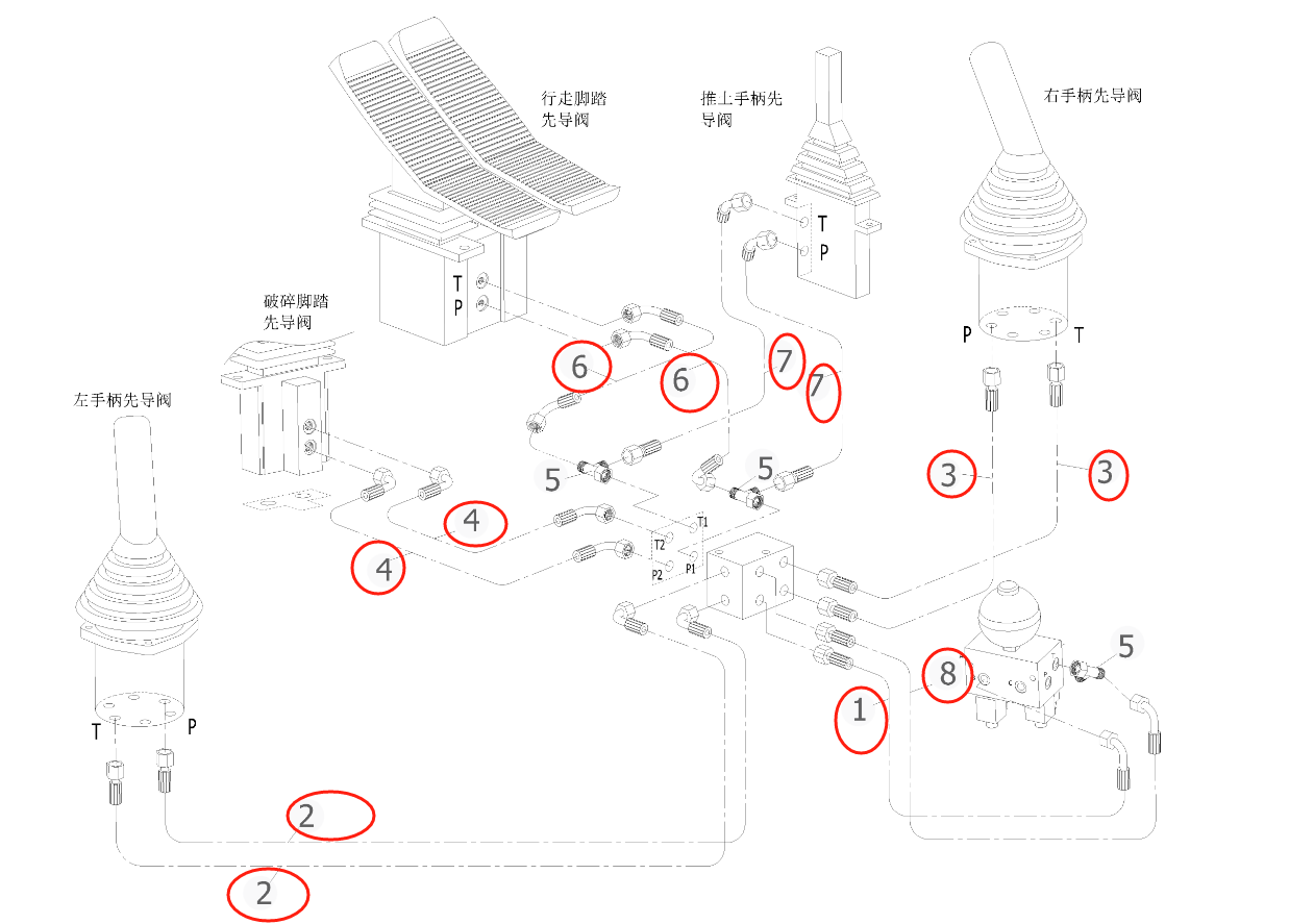 Sunward SWE60E-3 installation diagram showing hydraulic hose 730502000343 at Pipe No. 2