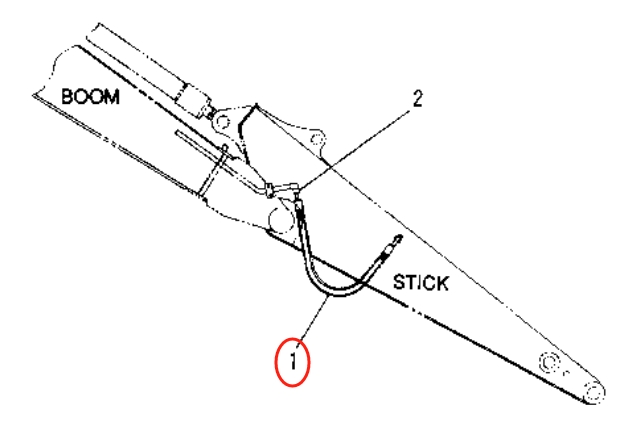 Caterpillar CAT®307-A installation diagram showing hydraulic hose 7I-0082 at Pipe No. 1