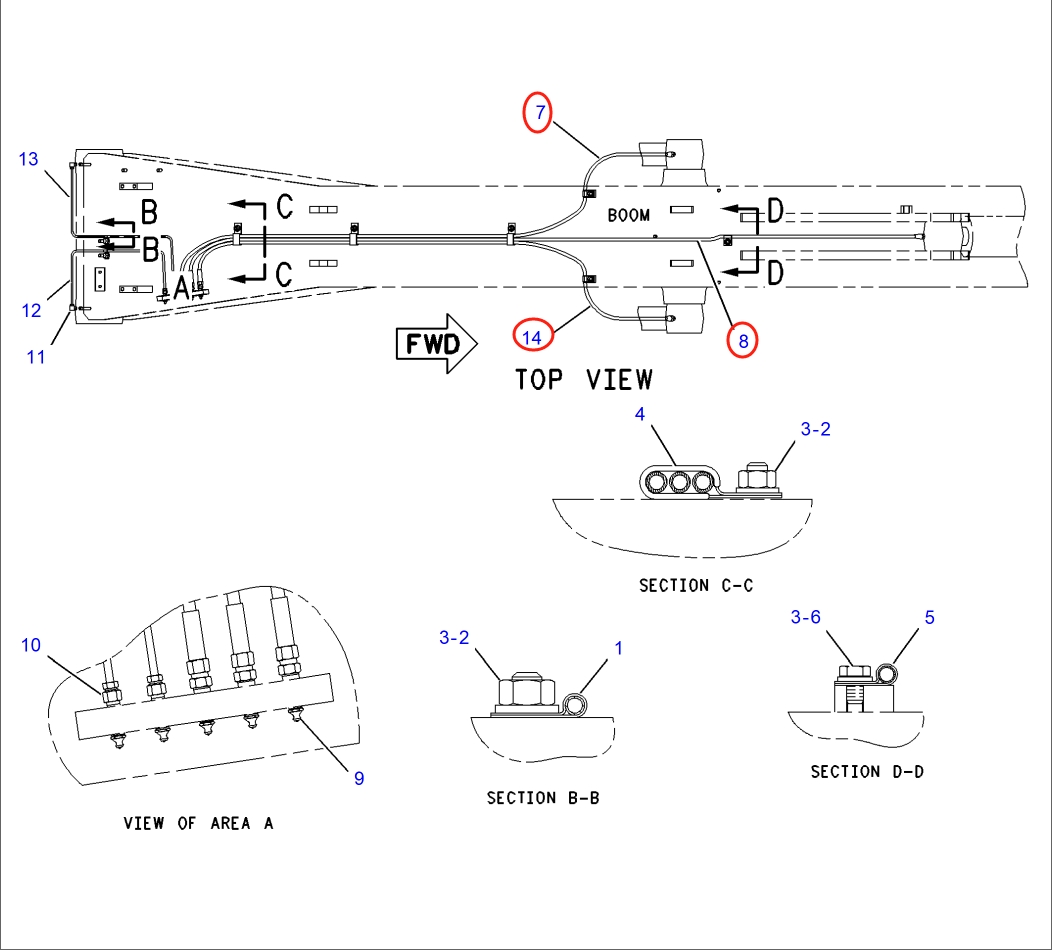 Caterpillar CAT®316E L installation diagram showing hydraulic hose 134-9137 at Pipe No. 8