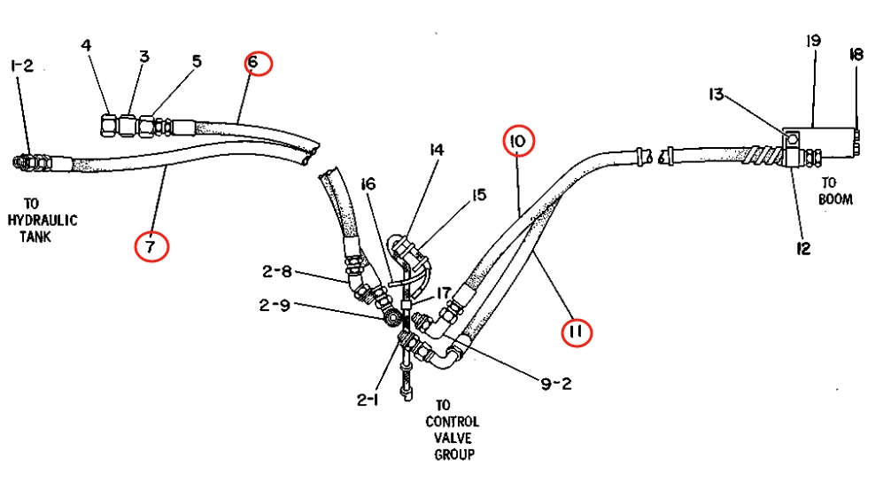 Caterpillar CAT®215C installation diagram showing hydraulic hose 5C-5138 at Pipe No. 10