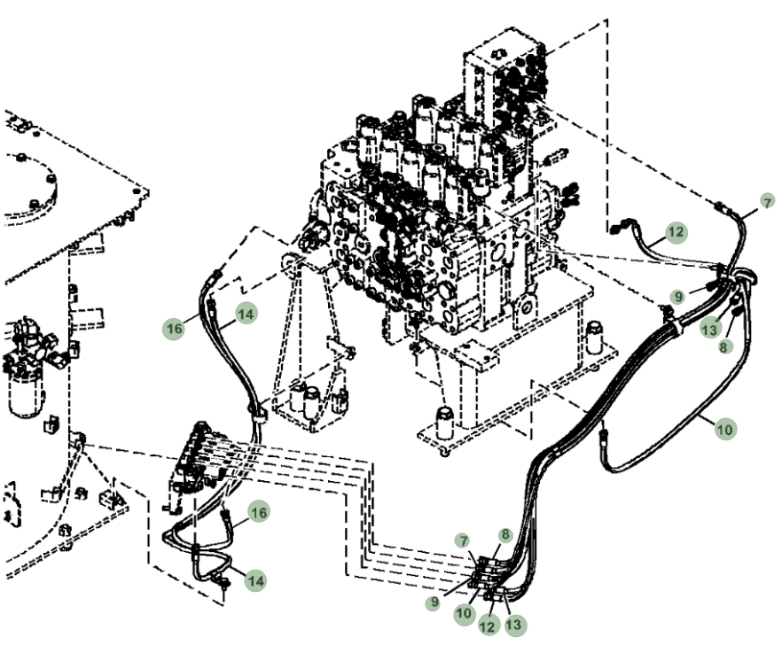 Hitachi ZX470LC-5B installation diagram showing hydraulic hose 4713492 at Pipe No. 8