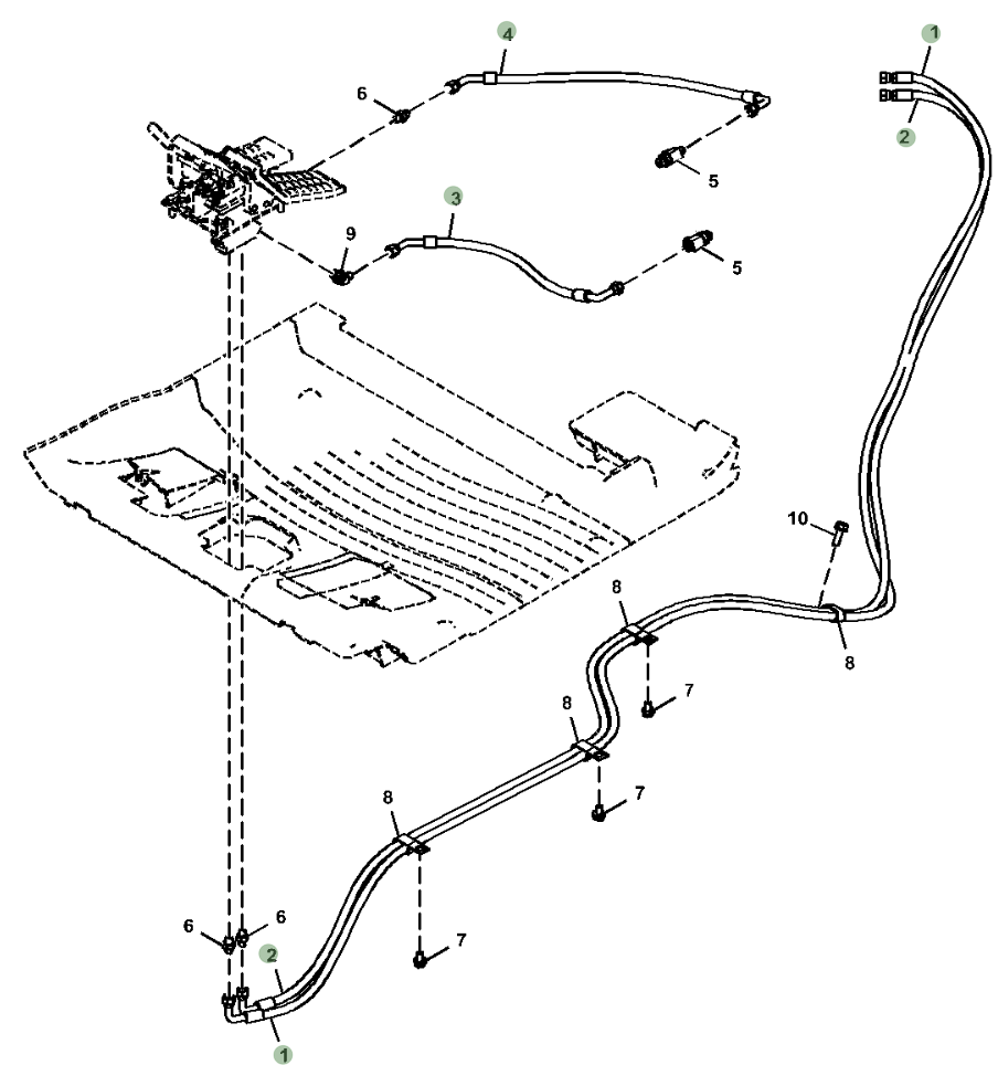 Hitachi ZX250LC-5N installation diagram showing hydraulic hose 4648205 at Pipe No. 4
