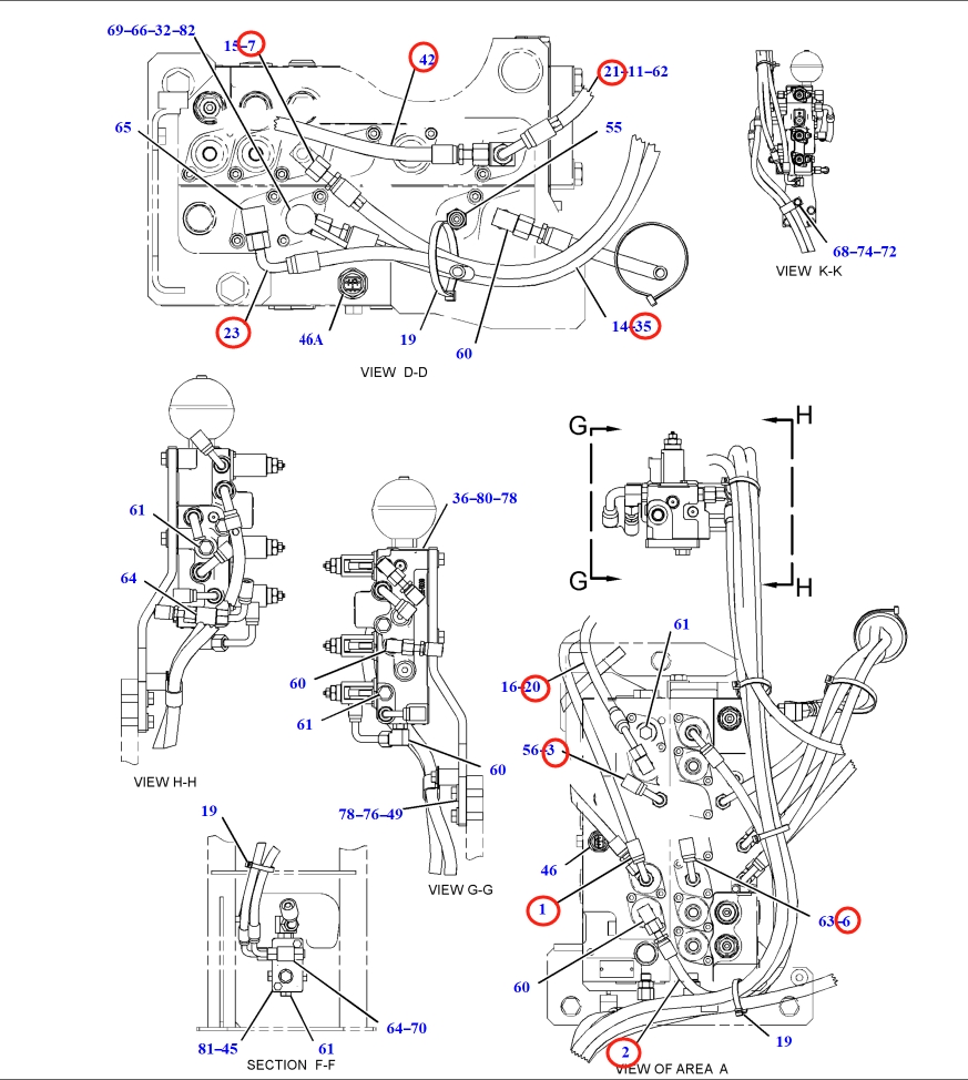 Caterpillar CAT®318E L installation diagram showing hydraulic hose 202-4010 at Pipe No. 35