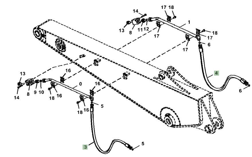 Hitachi ZX190W-6N installation diagram showing hydraulic hose 4652746 at Pipe No. 4