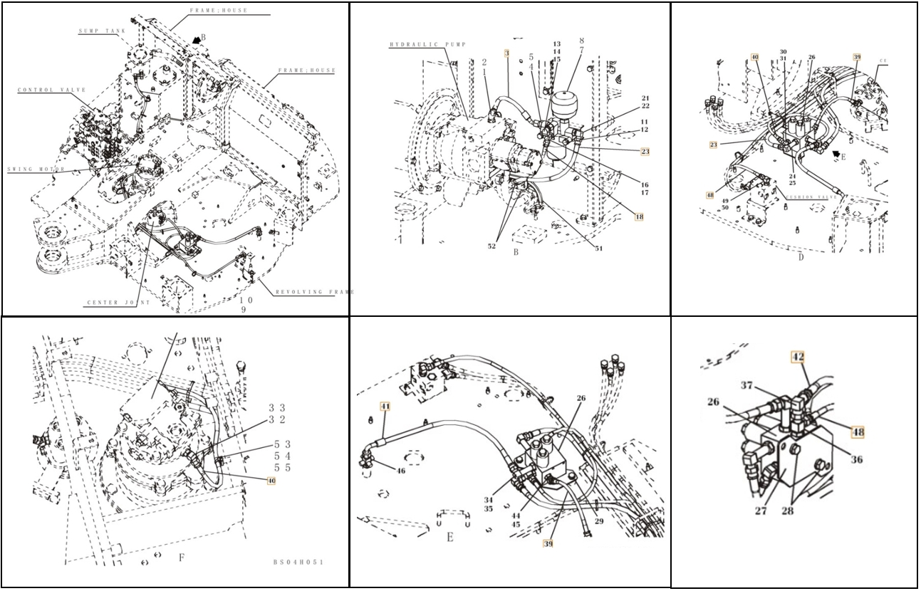 Case CX80 installation diagram showing hydraulic hose KHJ2148 at Pipe No. 41