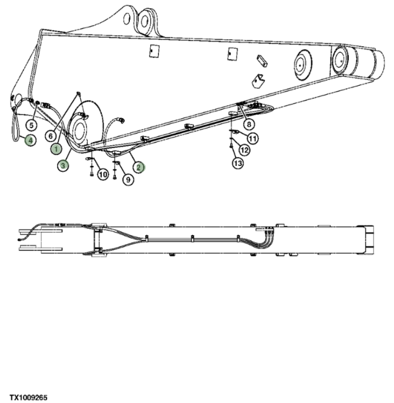 Hitachi ZX200F installation diagram showing hydraulic hose 4429283 at Pipe No. 1