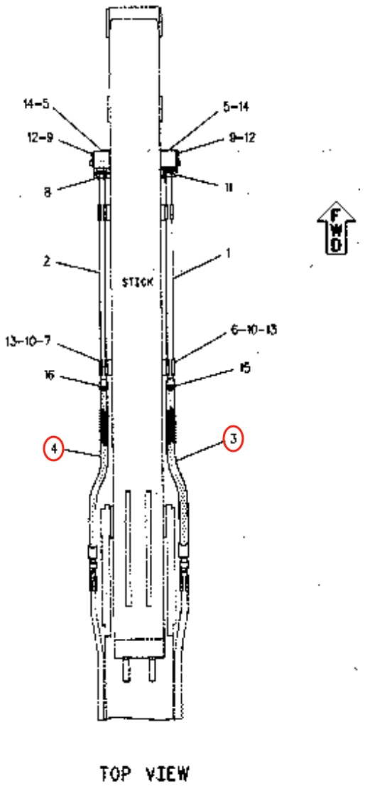 Caterpillar CAT®315B installation diagram showing hydraulic hose 7Y-5691 at Pipe No. 3