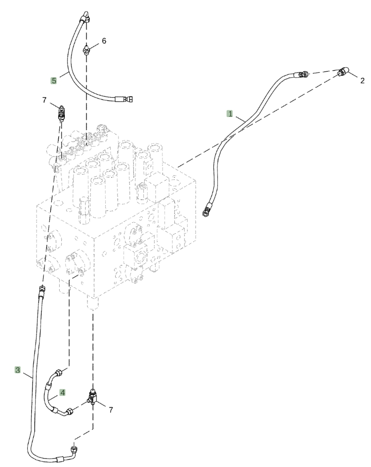 Hitachi ZX350LC-6N installation diagram showing hydraulic hose 4402701 at Pipe No. 1