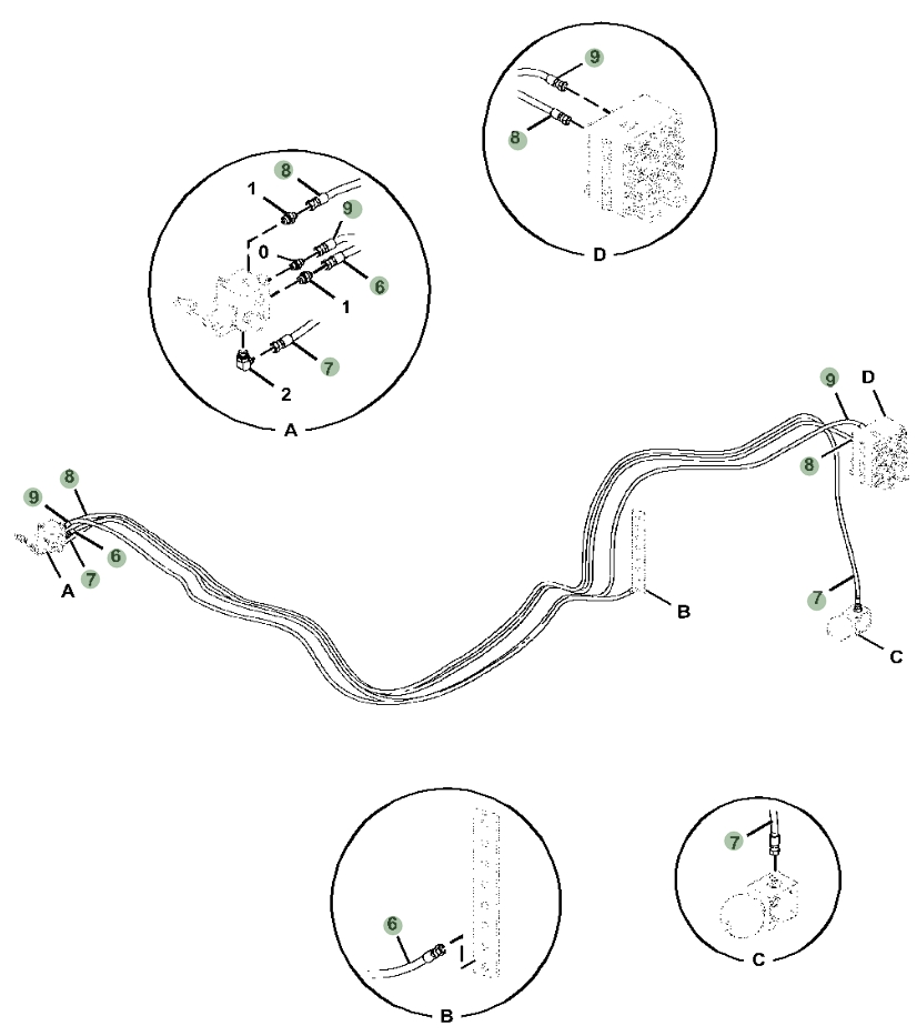 Hitachi ZX870LC-5A installation diagram showing hydraulic hose 4632667 at Pipe No. 7