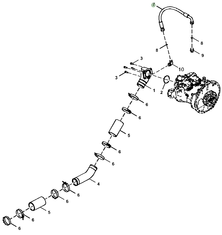 Hitachi ZX180LC-5G installation diagram showing hydraulic hose 4644625 at Pipe No. 7