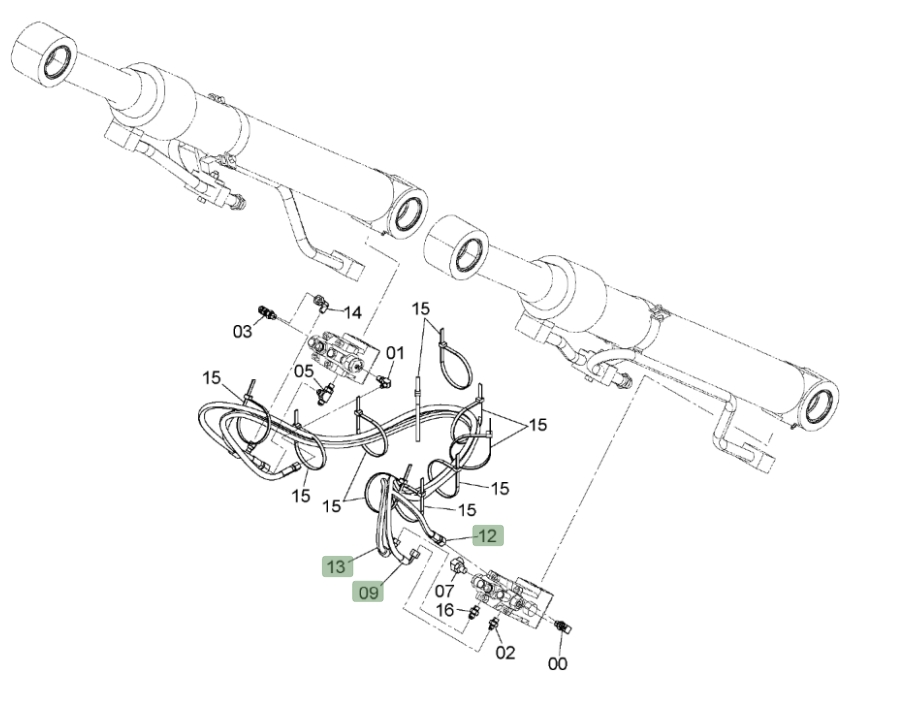 Hitachi ZX190W-3 installation diagram showing hydraulic hose 4663268 at Pipe No. 12A