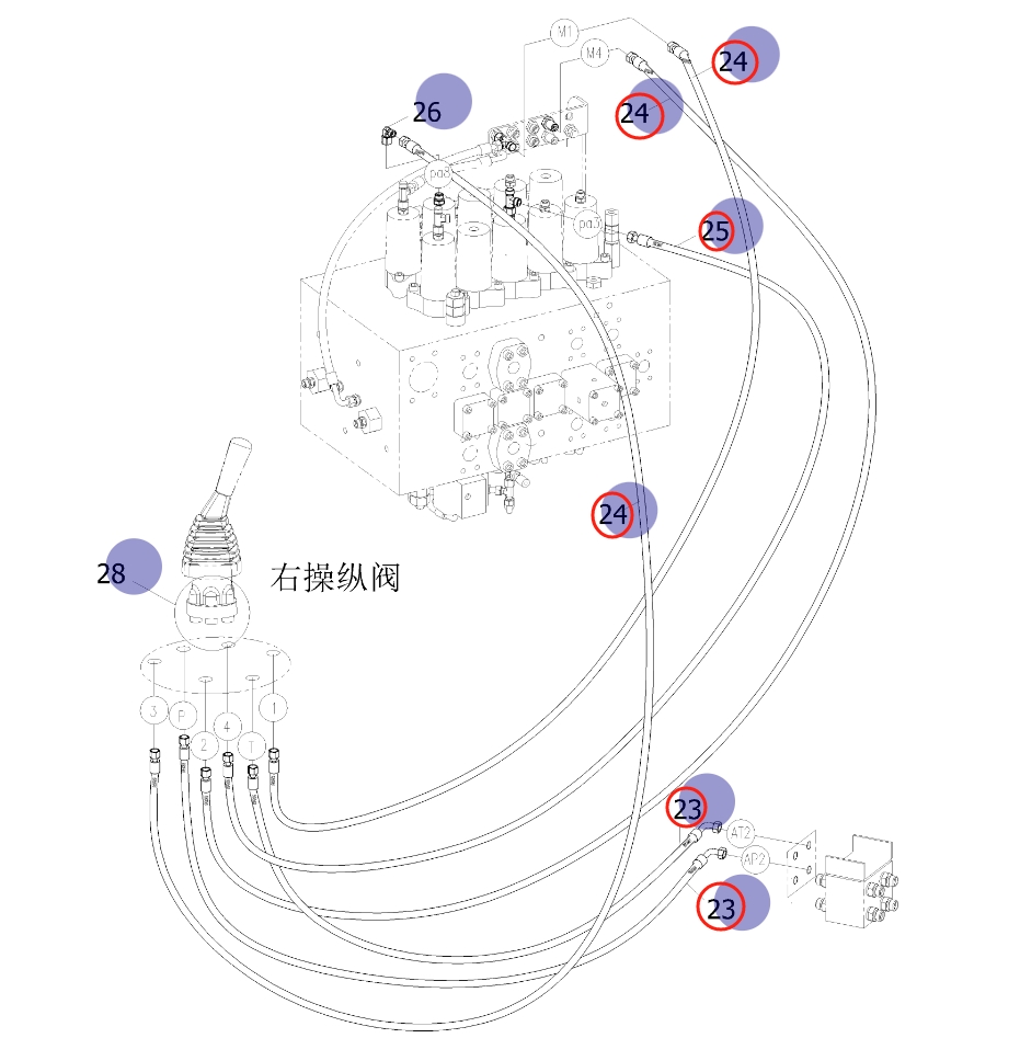 Sunward SWE400E-3H installation diagram showing hydraulic hose 730502001388 at Pipe No. 23