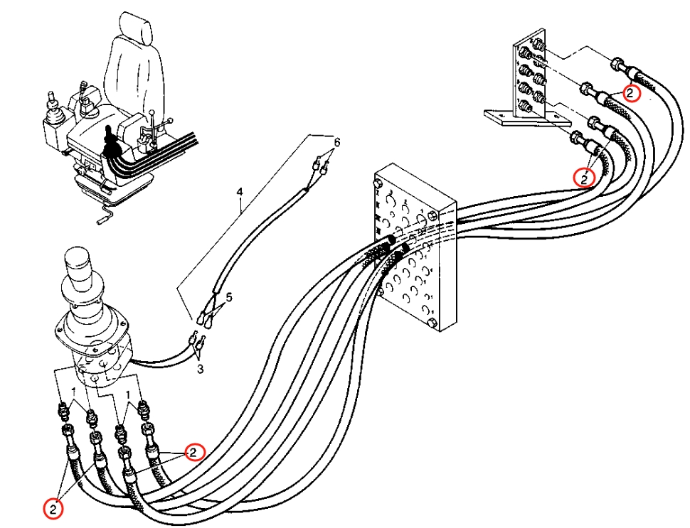 Caterpillar CAT®224B installation diagram showing hydraulic hose 8U-0211 at Pipe No. 2