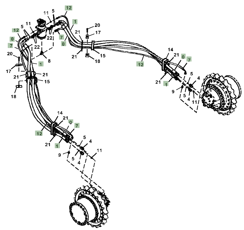 Hitachi ZX300LC-6N installation diagram showing hydraulic hose 4635305 at Pipe No. 1