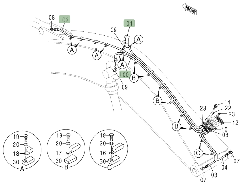 Hitachi ZX600LC installation diagram showing hydraulic hose 4314983 at Pipe No. 0