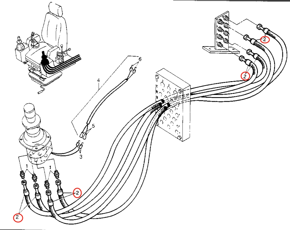 Caterpillar CAT®214B FT installation diagram showing hydraulic hose 8U-0211 at Pipe No. 2
