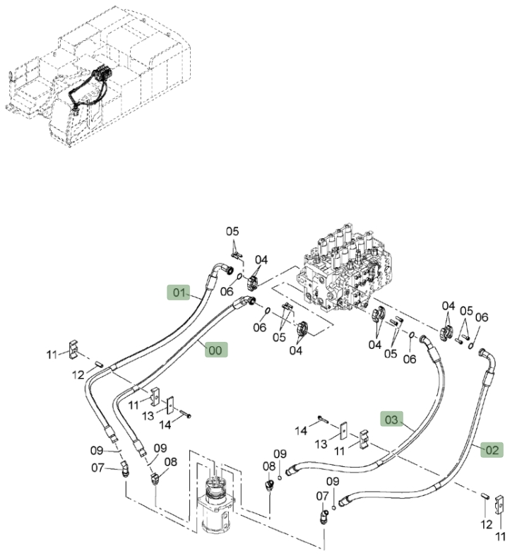 Hitachi ZX850LC-3 installation diagram showing hydraulic hose 4652983 at Pipe No. 3