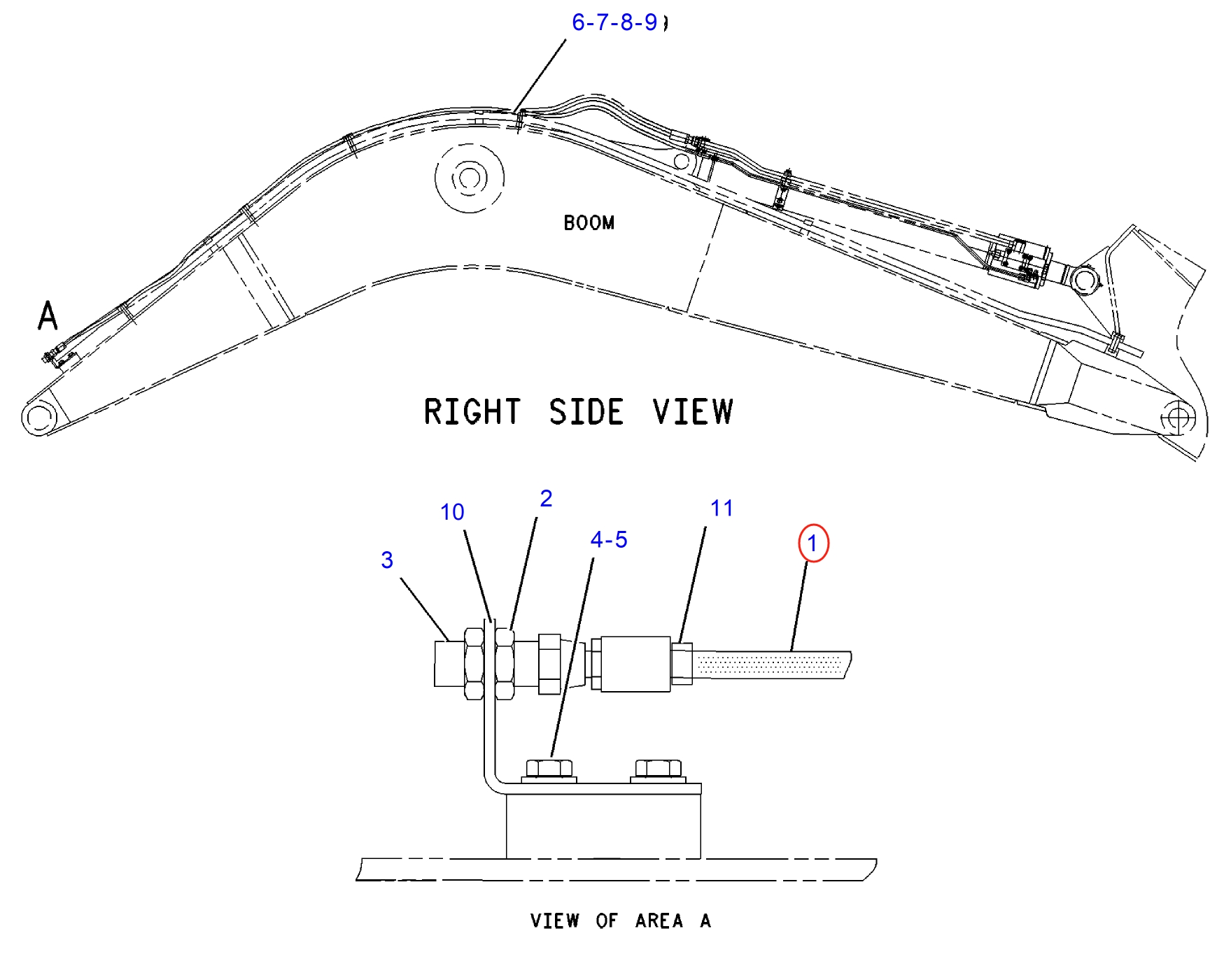 Caterpillar CAT®312C installation diagram showing hydraulic hose 137-4677 at Pipe No. 1