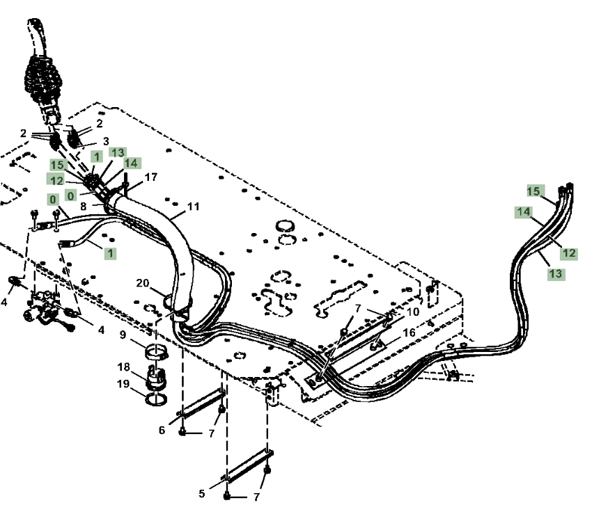 Hitachi ZX250LC-5G installation diagram showing hydraulic hose 4707585 at Pipe No. 1