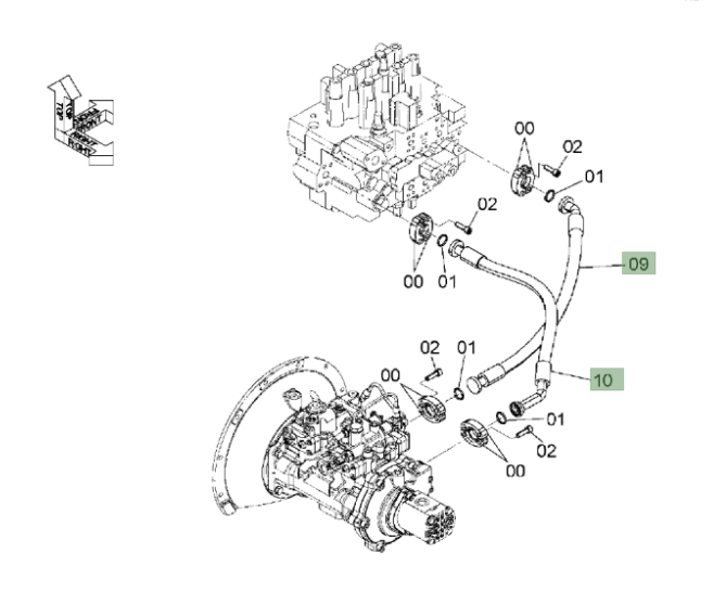 Hitachi ZX120-3 installation diagram showing hydraulic hose 4422976 at Pipe No. 9