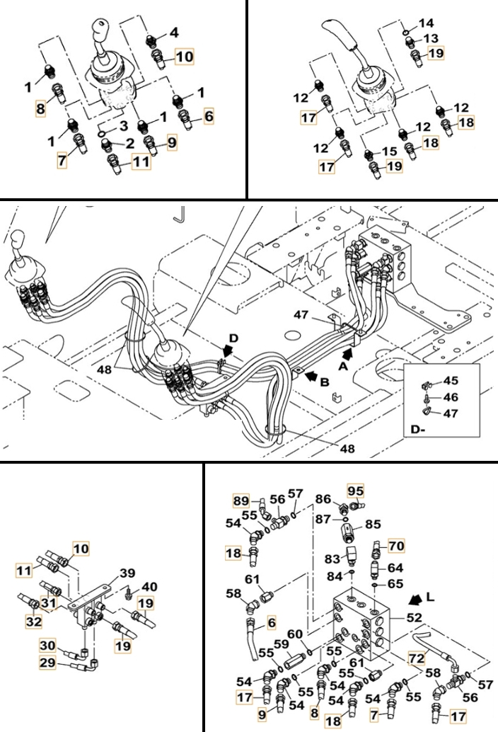 Case CX490C-8 LC installation diagram showing hydraulic hose 159211A1 at Pipe No. 6