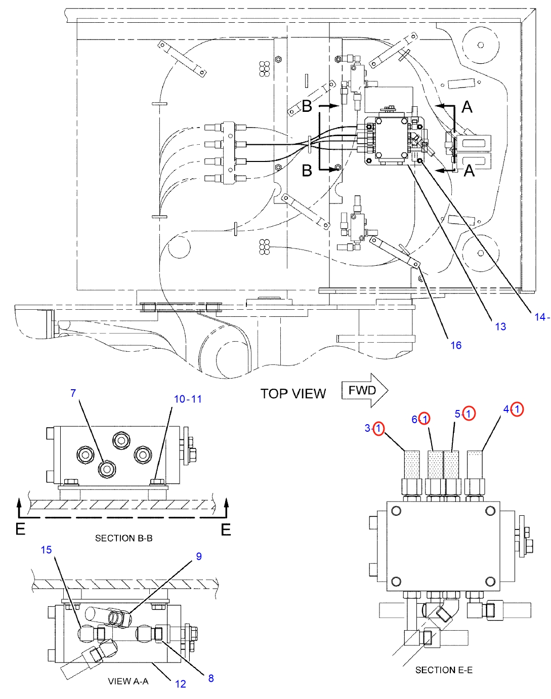 Caterpillar CAT®311C installation diagram showing hydraulic hose 102-8274 at Pipe No. 1