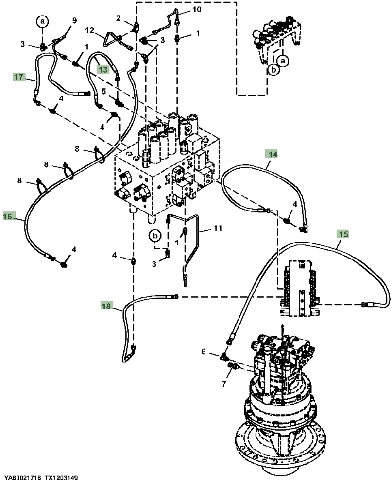 Hitachi ZX160LC-6N installation diagram showing hydraulic hose 4680263 at Pipe No. 15