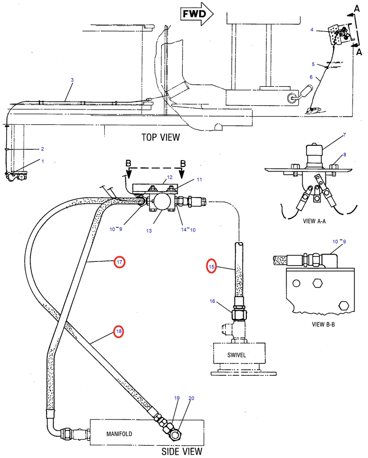 Caterpillar CAT®231D installation diagram showing hydraulic hose 8S-1162 at Pipe No. 18