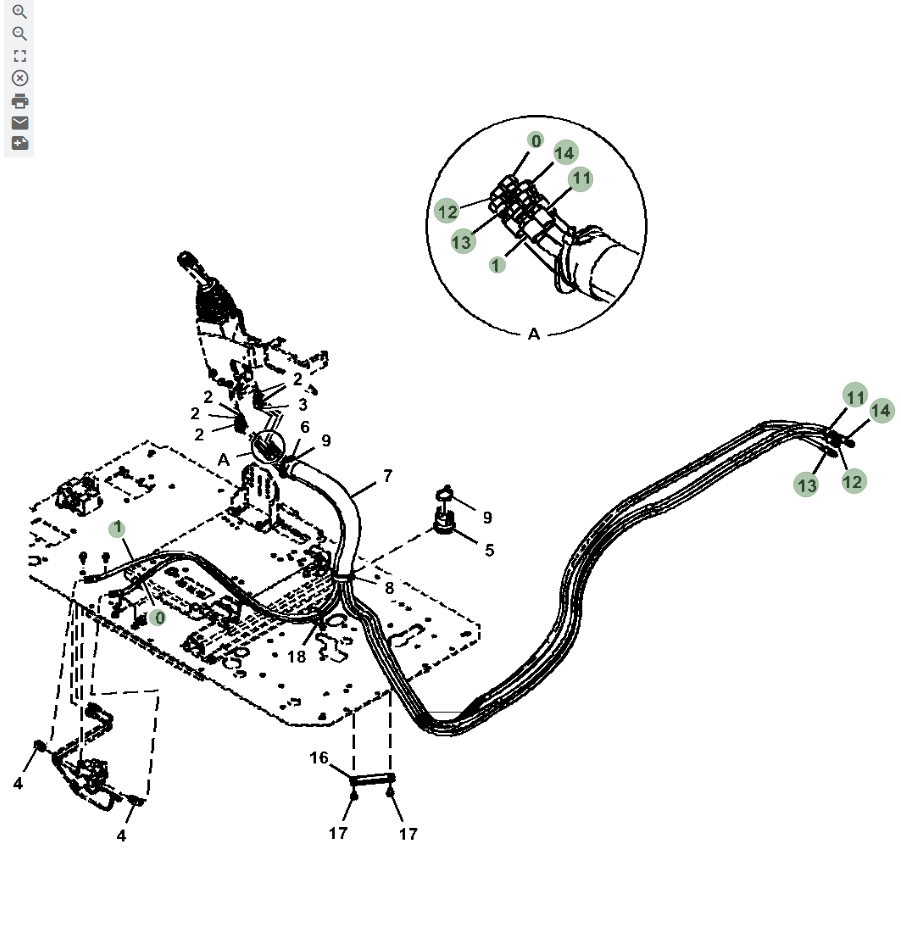 Hitachi ZX670LC-6 installation diagram showing hydraulic hose 4713138 at Pipe No. 1