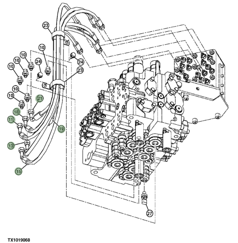 Hitachi ZX240F-3 installation diagram showing hydraulic hose 4630933 at Pipe No. 13