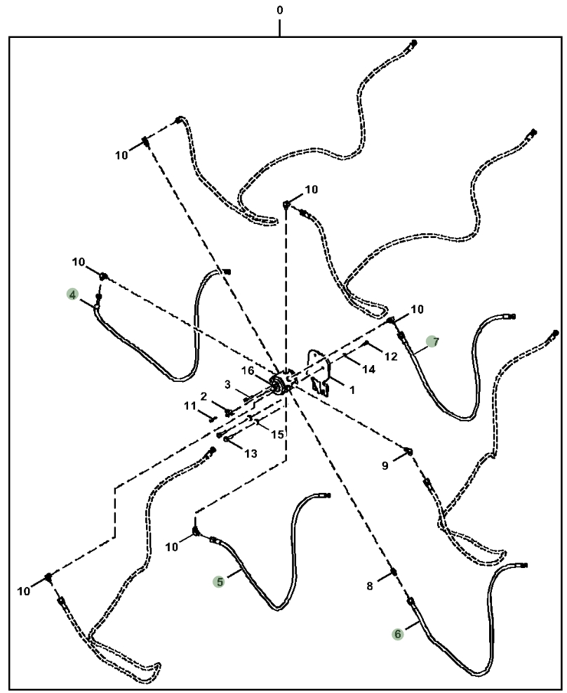 Hitachi ZX130-6N installation diagram showing hydraulic hose 4459256 at Pipe No. 4