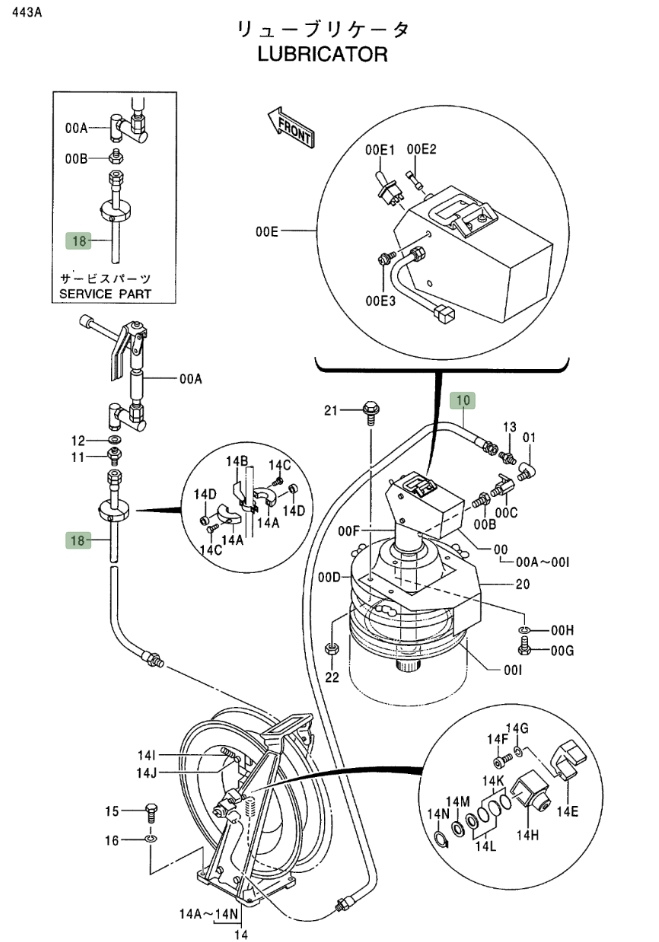Hitachi EX400LC-3 installation diagram showing hydraulic hose 4353626 at Pipe No. 18