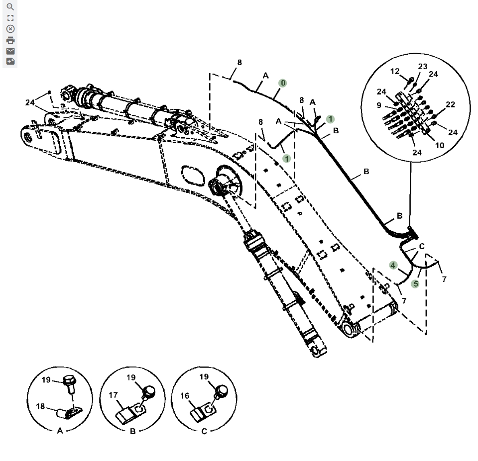 Hitachi ZX870LC-5B installation diagram showing hydraulic hose 4272715 at Pipe No. 0