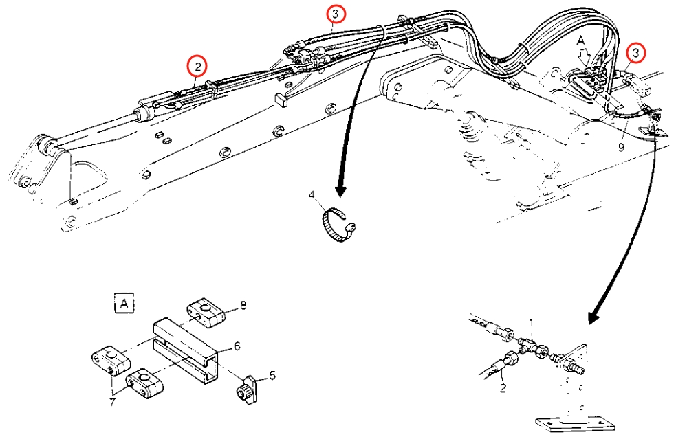 Caterpillar CAT®213B installation diagram showing hydraulic hose 8U-2664 at Pipe No. 2