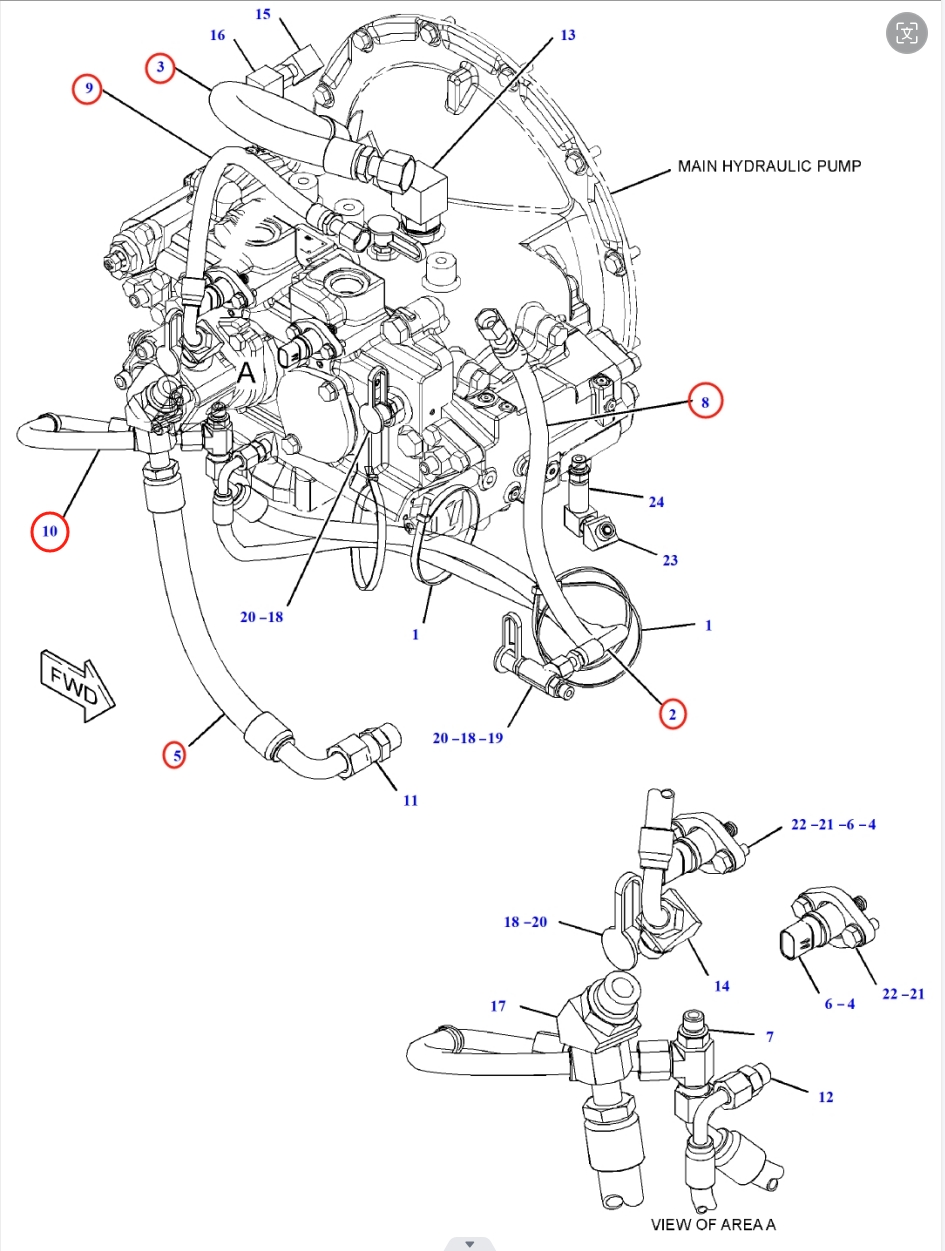 Caterpillar CAT®313D2 installation diagram showing hydraulic hose 178-5955 at Pipe No. 3
