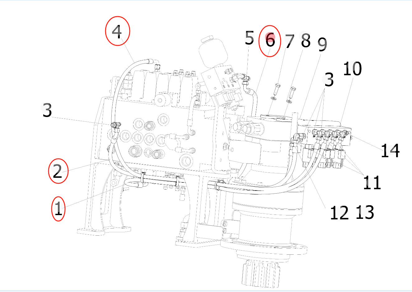 Sunward SWE150E installation diagram showing hydraulic hose 730502002435 at Pipe No. 4