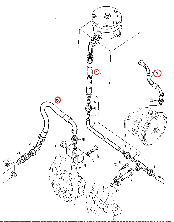 Caterpillar CAT®212 installation diagram showing hydraulic hose 5W-4894 at Pipe No. 1