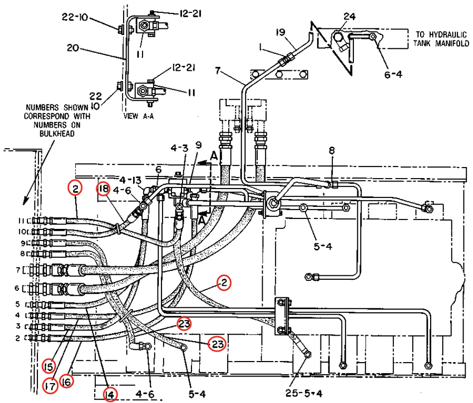 Caterpillar CAT®229 installation diagram showing hydraulic hose 1V-9721 at Pipe No. 17