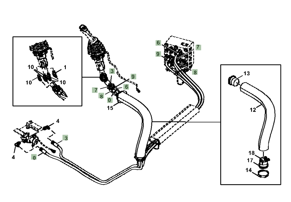 Hitachi ZX135US-5N installation diagram showing hydraulic hose 4687399 at Pipe No. 8