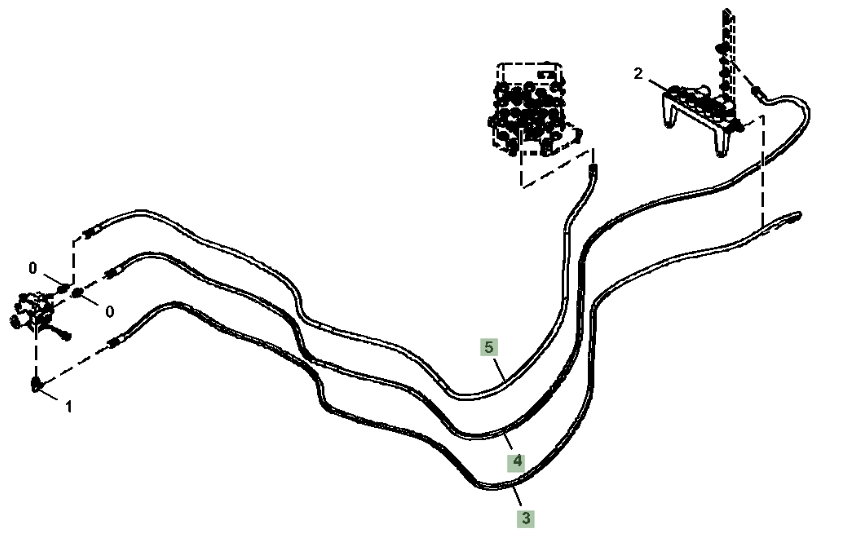 Hitachi ZX160LC-5N installation diagram showing hydraulic hose 4451006 at Pipe No. 3
