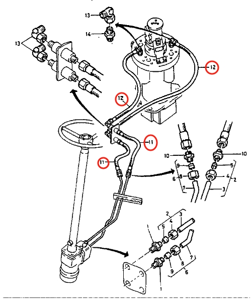 Caterpillar CAT®212 installation diagram showing hydraulic hose 5W-4888 at Pipe No. 11